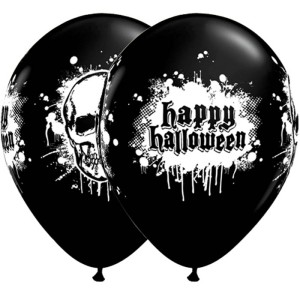 Lotto di 6 palloncini neri Happy Halloween