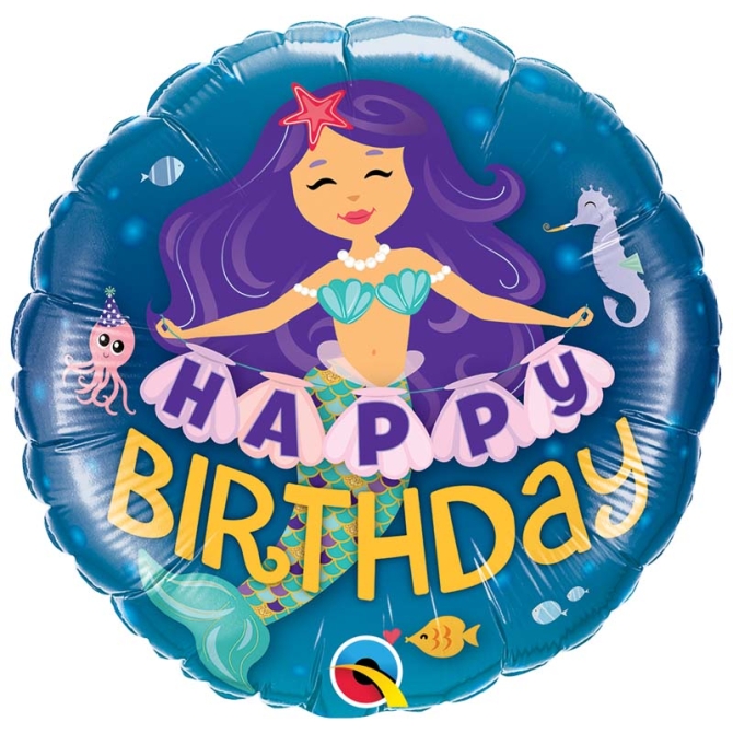 Palloncino piatto Sirena Happy Birthday 