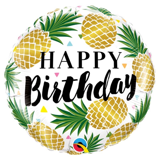 Palloncino piatto Ananas Happy Birthday 