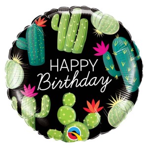 Palloncino piatto Happy Birthday Cactus