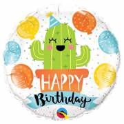 Palloncino piatto Cactus Kawaïï Happy Birthday