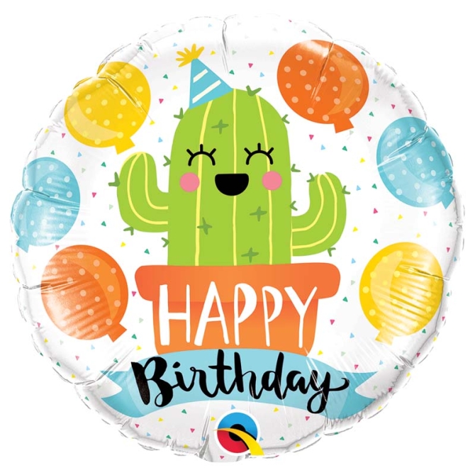 Palloncino piatto Cactus Kawa Happy Birthday 