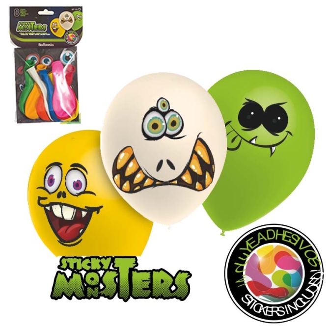 8 Palloncini Sticky Monsters 