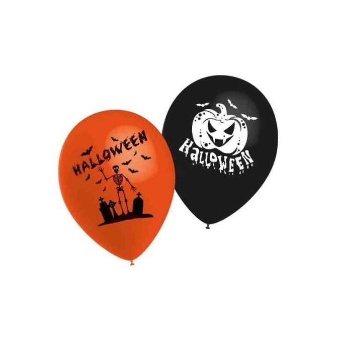 10 Palloncini Halloween Arancione & Nero 