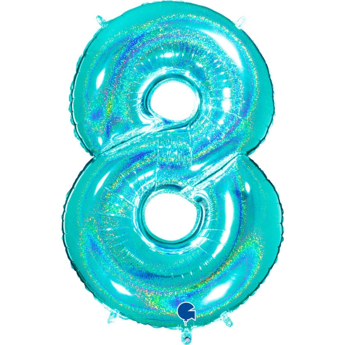 Palloncino gigante Numero 8 Tiffany olografico (102 cm) 