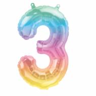 Palloncino Numero 3 Sfumatura arcobaleno (41cm)