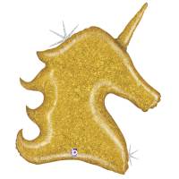 Palloncino Gigante Unicorno Oro Paillettes (97 cm)