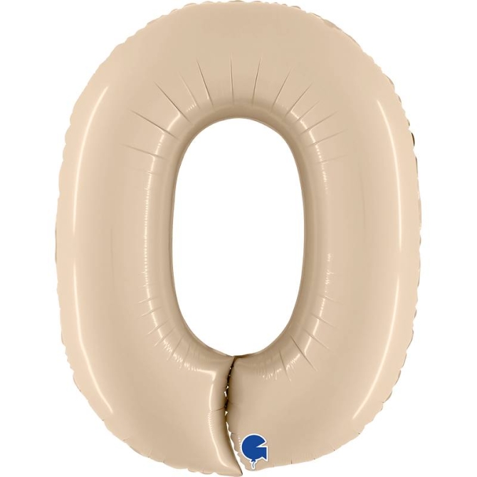 Palloncino Gigante Numero 0 Satinato Crema (102 cm) 