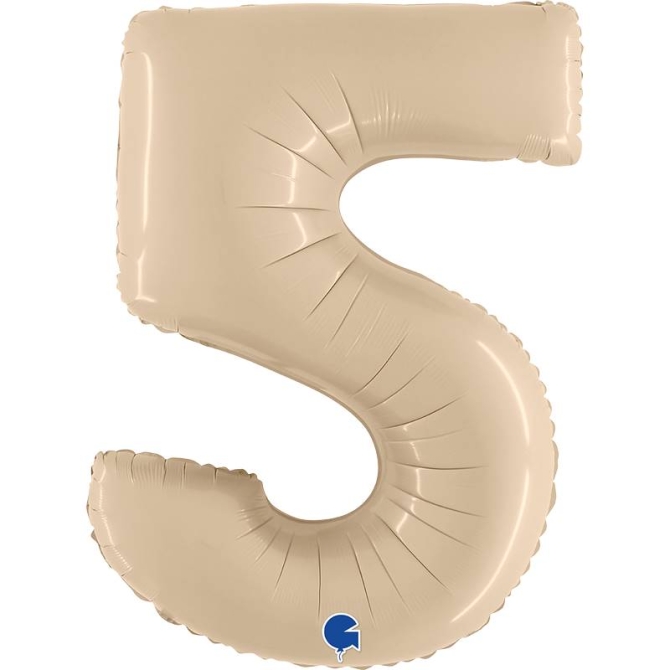 Palloncino gigante numero 5 Crema satinato (102 cm) 