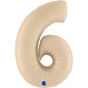 Palloncino gigante numero 6 Crema satinato (102 cm)