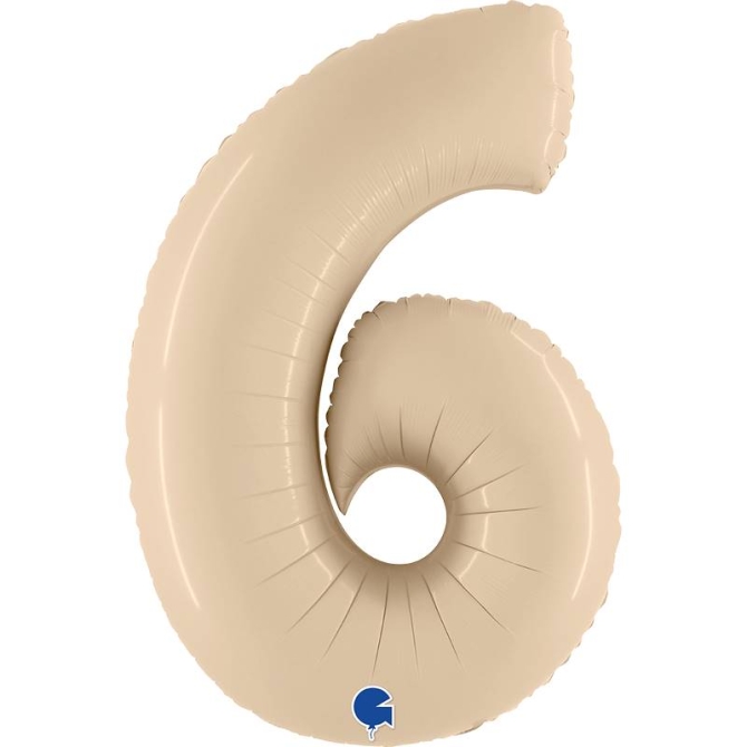 Palloncino gigante numero 6 Crema satinato (102 cm) 