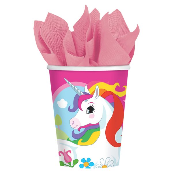 8 Bicchieri Unicorno Rainbow 