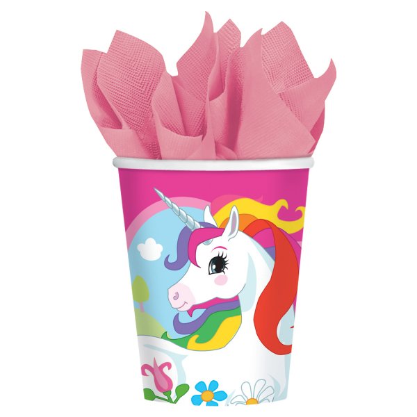 8 Bicchieri Unicorno Rainbow 