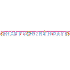 Ghirlanda Happy Birthday unicorno arcobaleno