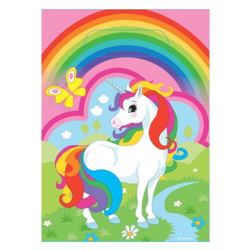 8 Sacchetti regalo Unicorno arcobaleno 