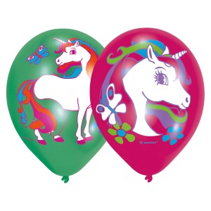 6 Palloncini Unicorno rosa/verde
