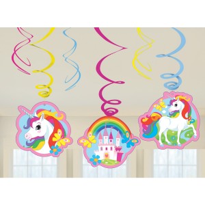 6 Ghirlande Spirale Unicorno Rainbow