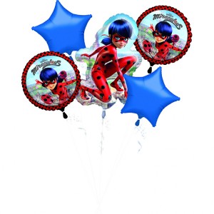 Mazzo da 5 Palloncini Ladybug Miraculous (43, 48 e 86 cm)