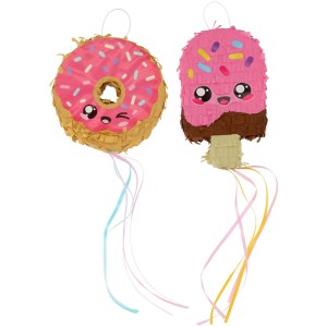 2 Mini-Pi�ata a strappo a tema ciambella e gelato, festa Kawaii