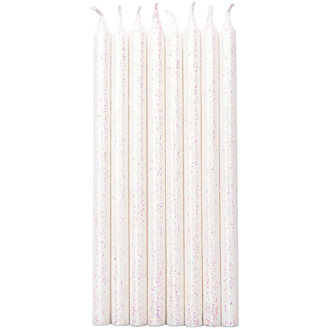 16 Candele Eleganza (12 cm) - Bianco scintillante 