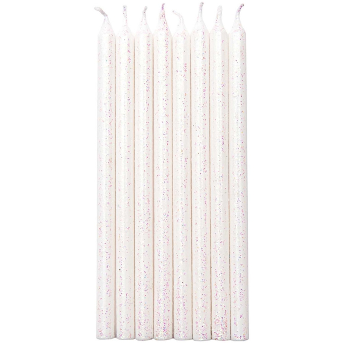 16 Candele Eleganza (12 cm) - Bianco scintillante 