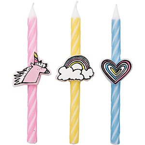 3 candele pastello unicorno
