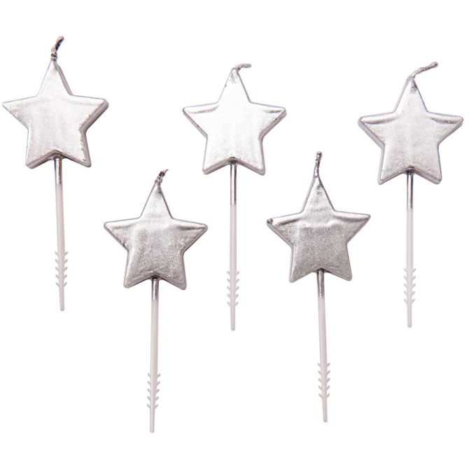 5 mini candele stelle d argento 