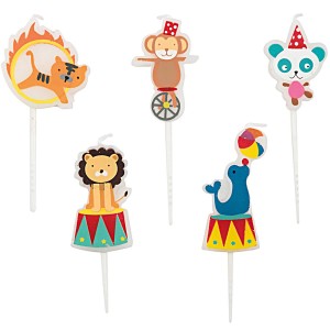 5 mini candele Circo animali