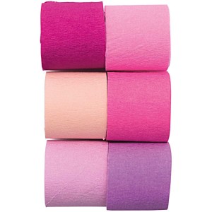 6 Stelle filanti di Carta crespa - Rosa/Fucsia