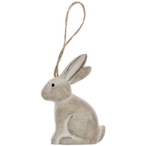 1 Coniglio da appendere in legno (10 cm) - Beige
