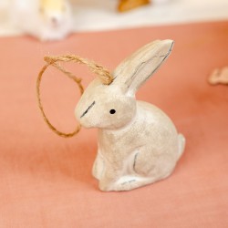 1 Coniglio da appendere in legno (10 cm) - Beige. n4