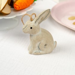 1 Coniglio da appendere in legno (10 cm) - Beige. n5