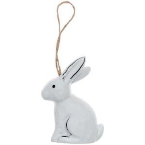 1 Coniglio da appendere in legno (10 cm) - Bianco