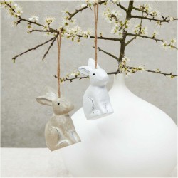 1 Coniglio da appendere in legno (10 cm) - Bianco. n3