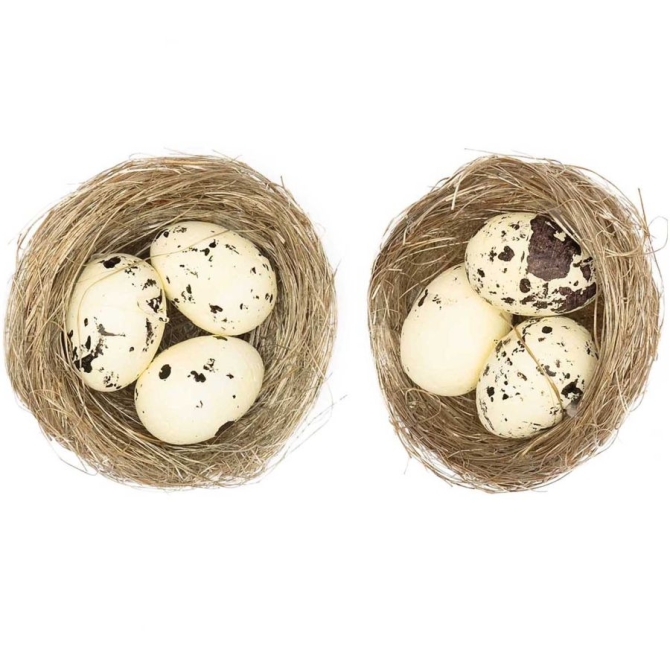 2 Nidi di Pasqua ( 6, 5 cm) - Uova color crema 