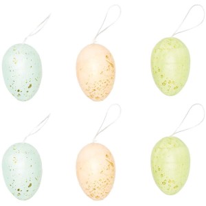 6 uova di Pasqua da appendere (6 cm) - Oro/Color pastello