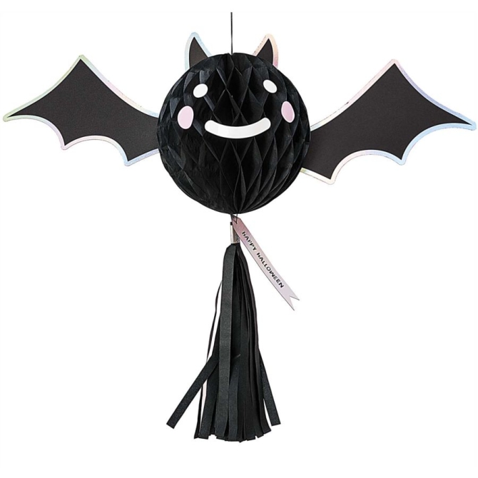 Nido di pipistrello sospeso con pompon - 66, 5 cm 