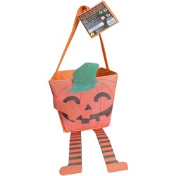 Sacchetto di caramelle a forma di zucca con braccia e gambe. n1