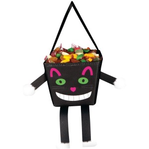 Sacchetto di caramelle a forma di gatto nero con braccia e gambe