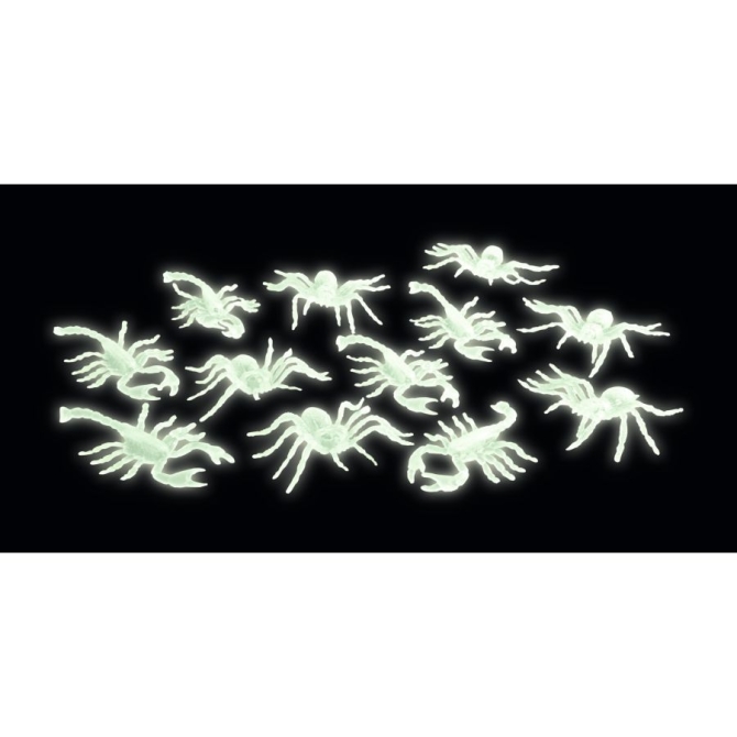 Assortimento di 6 ragni fosforescenti e 6 scorpioni 