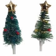2 Stecchini Decorativi con Albero di Natale e Ghirlanda Verde (5,5 cm) - Plastica