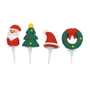 4 Stecchini Decorativi di Natale (3,5 cm) - Plastica