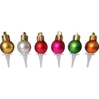 5 Stecchini Decorativi con Palle di Natale (2,5 cm) - Plastica