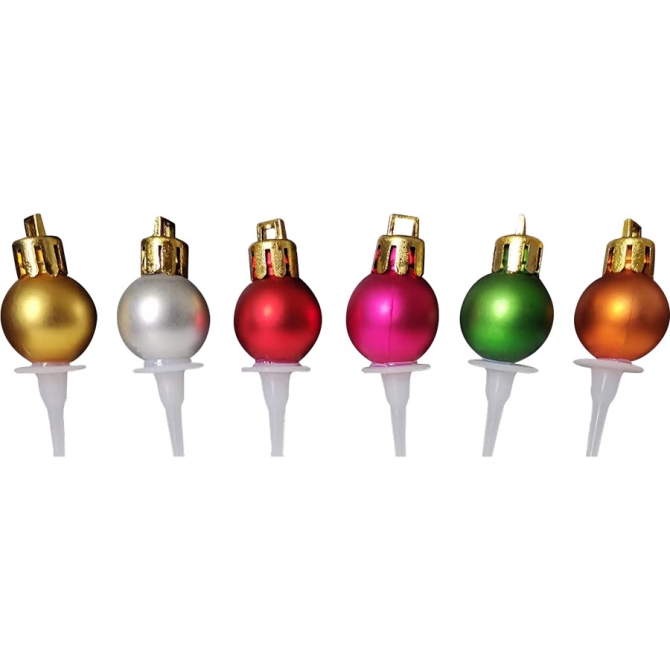 5 Stecchini Decorativi con Palle di Natale (2, 5 cm) - Plastica 
