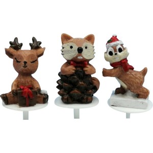 3 Stecchini Decorativi con Animali (4 cm) - Poliresina