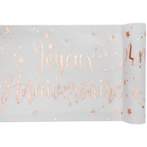 Runner Buon Compleanno Rosa Gold
