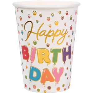 10 Bicchieri Happy Birthday Palloncini