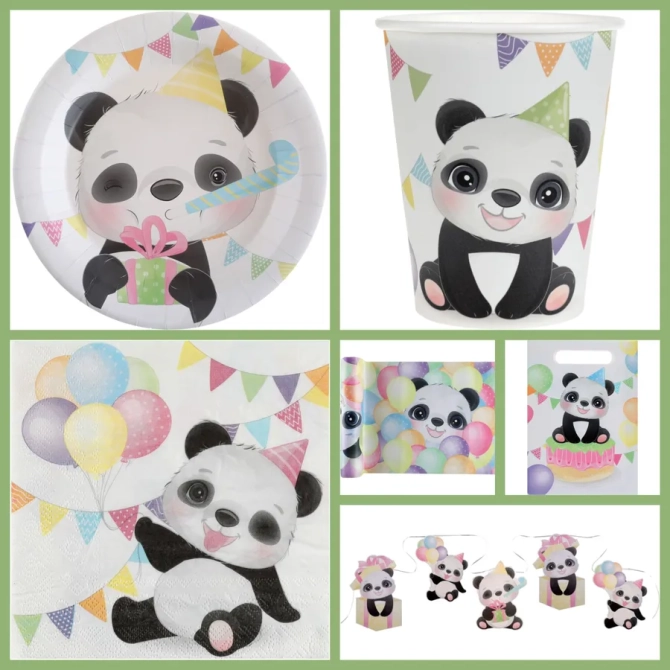 Scatola per feste grande Baby Panda 