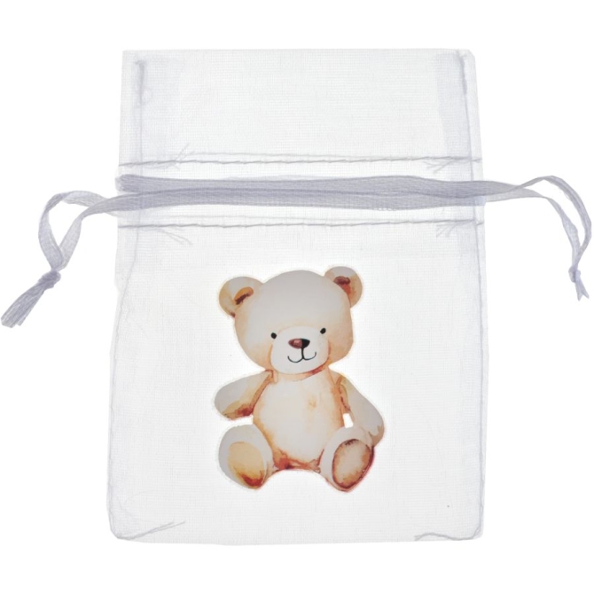 4 piccole borsette in tessuto (10 cm) - Piccolo orsacchiotto 