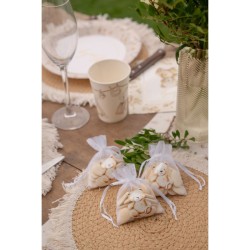 4 piccole borsette in tessuto (10 cm) - Piccolo orsacchiotto. n�2